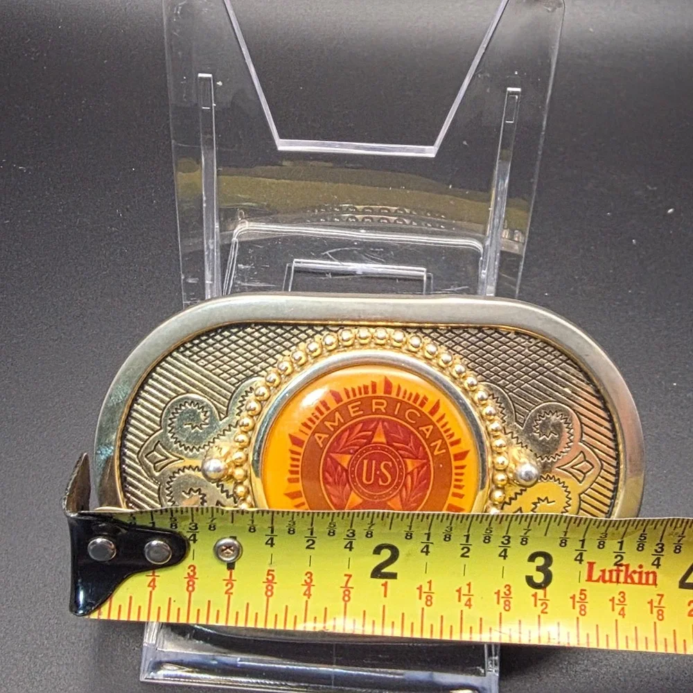 Vintage American Legion Belt Buckle Mens Gold‎ Silver Excellent Oval Emblem